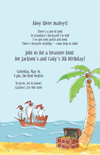 Pirate Ship Tropics Birthday Party Invitations