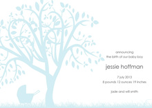 Whimsical Silhouette Blue Pram Invitations