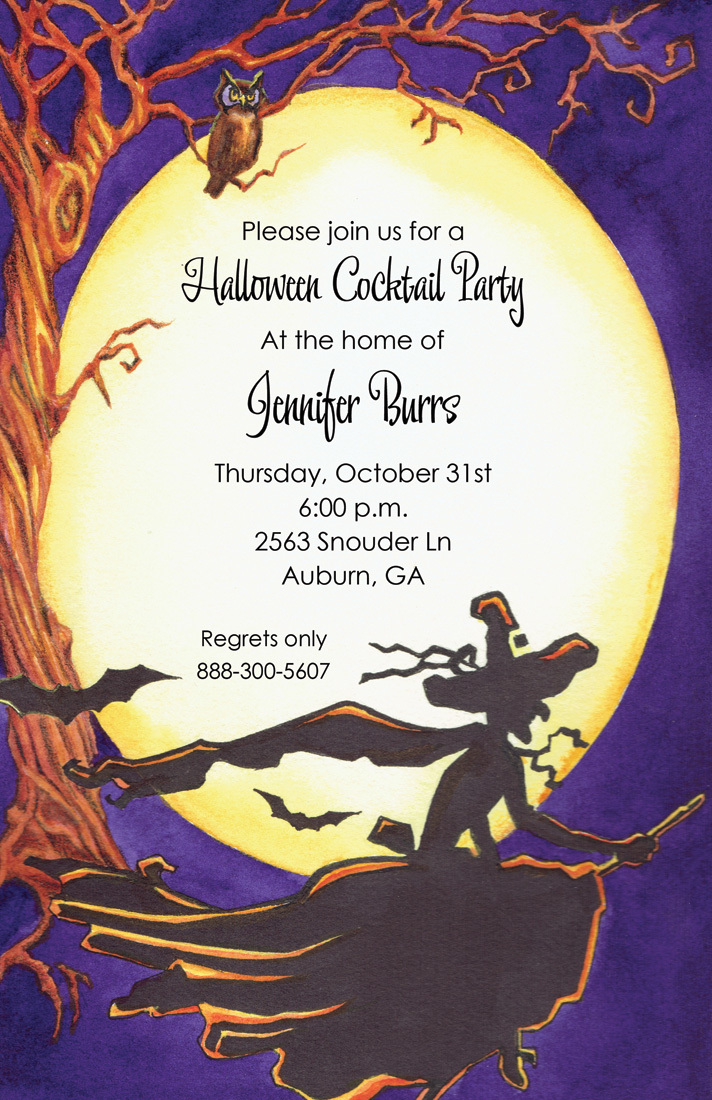 Witch Riding Her Broom Invitations