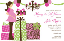 Walking Belly Mom For Baby Girl Invitations