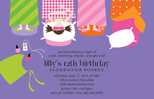 Pink Pajamas Sleepover Photo Birthday Invitations