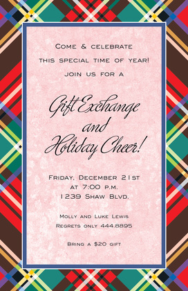 Yellow Holiday Plaid Invitations