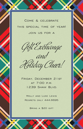 Lavender Holiday Plaid Invitations