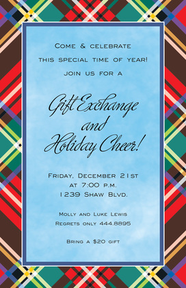 Sage Holiday Plaid Invitations