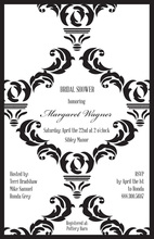 Black Damask Noir Wedding Shower Invitations