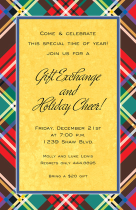 Playful Plaid Glitz Party Invitations