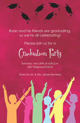 Graduating Cap Toss Party Invitations