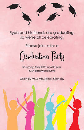 Excitement Graduation Hats Invitation