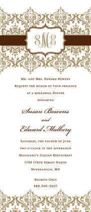 Cocoa Elegance Monogram Initial Formal Invitations