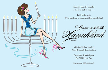 Classic Menorah Girl Invitations