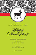 Silhouette Deer Gala Damask Invitation