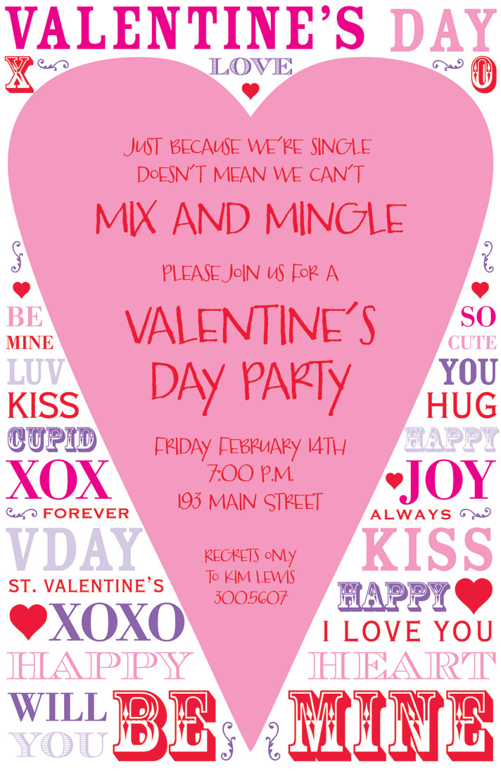 Pink Valentine Heart Mix Speak Invitation