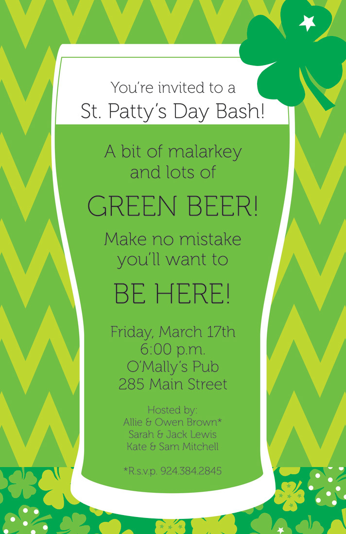 Green Pint Green Beer Invitations