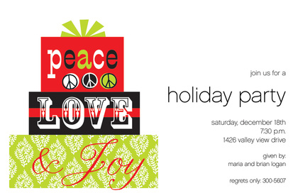 Peace Love Joy Holiday Invitations