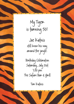 Faux Tiger Stripes Vivid Blue Invitation