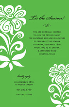 White Modern Flower In Green Invitation