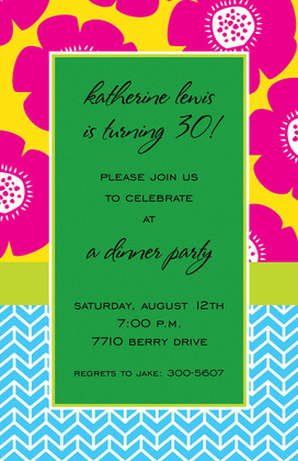 Modern Poppy Border Invitations