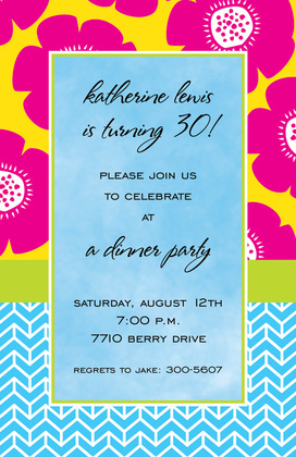 Modern Poppy Border Invitations