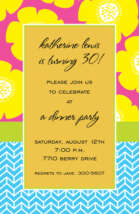 Modern Yellow Poppy Party Invitations