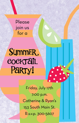 Cocktail Strawberry Drink Invitations