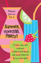 Strawberry Cocktail Drink Invitations