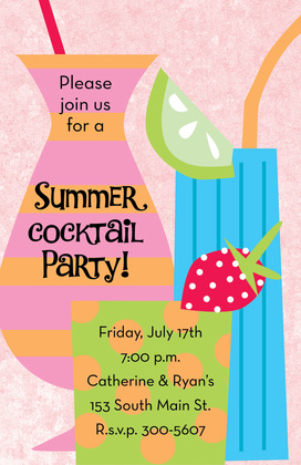 Cocktail Strawberry Drink Invitations