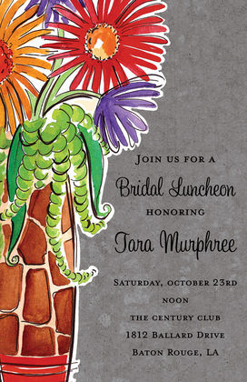 Painted Giraffe Vase Flowers Bridal Luncheon Invitation