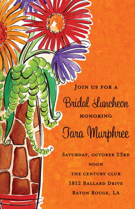 Painted Giraffe Vase Flowers Bridal Luncheon Invitation