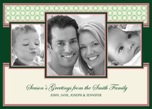 Charming Ornamental Green Pink Photo Cards