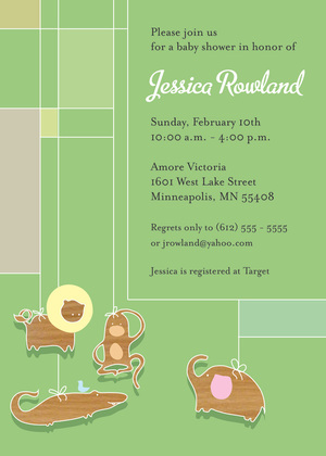 Pink Animal Mobile Invitation