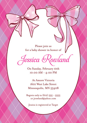 Girly Baby Pink Bows Invitation