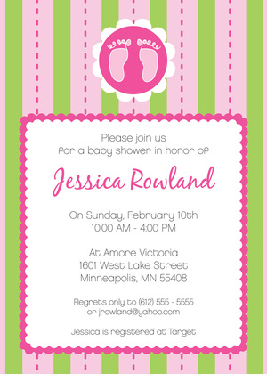 Contemporary Baby Feet Circle Shower Invites