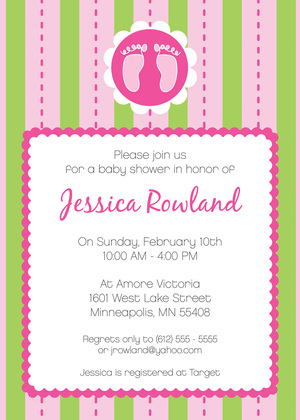 Contemporary Baby Feet Circle Shower Invites