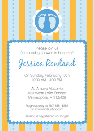 Contemporary Baby Feet Circle Shower Invites