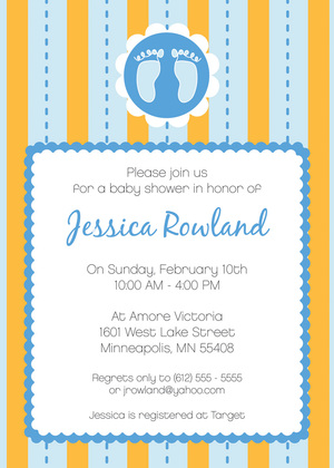 Baby Girl Circle Footprint Invitations