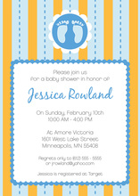 Baby Boy Circle Footprint Invitations