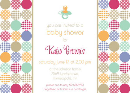 Joyful Dots Border Blue Baby Shower Invitations
