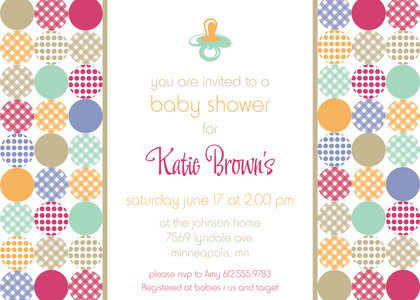 Patterned Pacifier Pink Baby Shower Invitations