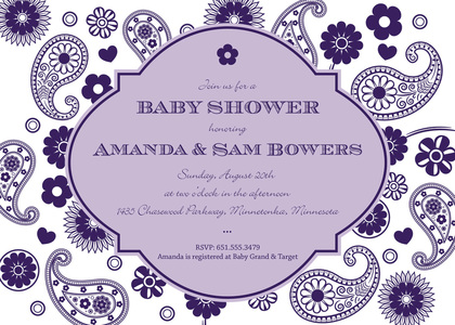 Modern Navy Paisley Invitation