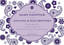 Aqua Polka Dots Flower Wreath Baby Shower Invitations