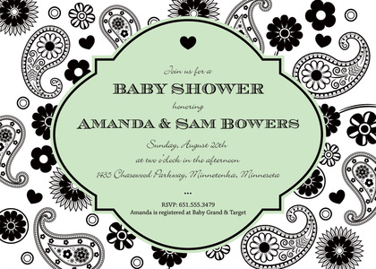 Modern Navy Paisley Invitation