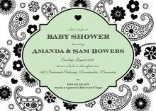 Modern Paisley Green Invitation