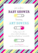 Colorful Baby Pins Invitation