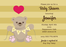 Teddy Bear With Banner Invitation