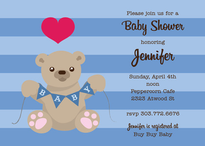 Teddy Bear With Banner Invitation