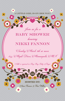 Blue Floral Frame Invitations