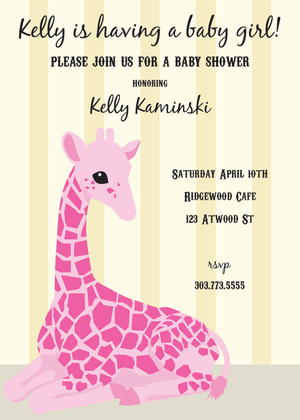 Blue Bashful Giraffe Invitation