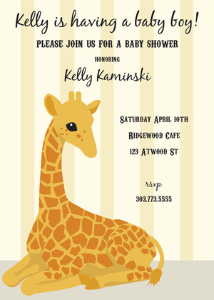 Pink Baby Shower Giraffe Invitation