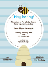 Honey Bee Blue Stripes Invitation