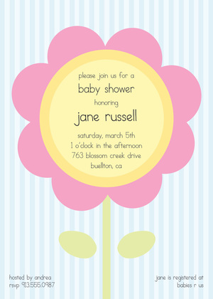 Pink Flower Stripes Invitation